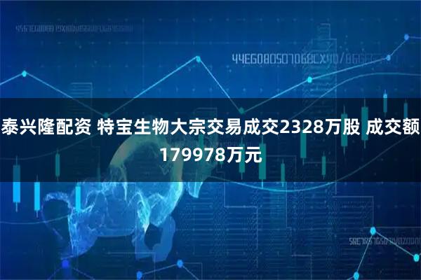 泰兴隆配资 特宝生物大宗交易成交2328万股 成交额179978万元