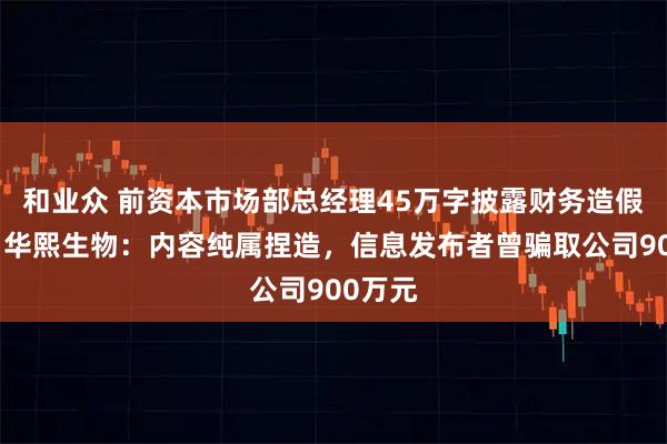 和业众 前资本市场部总经理45万字披露财务造假内幕？华熙生物：内容纯属捏造，信息发布者曾骗取公司900万元